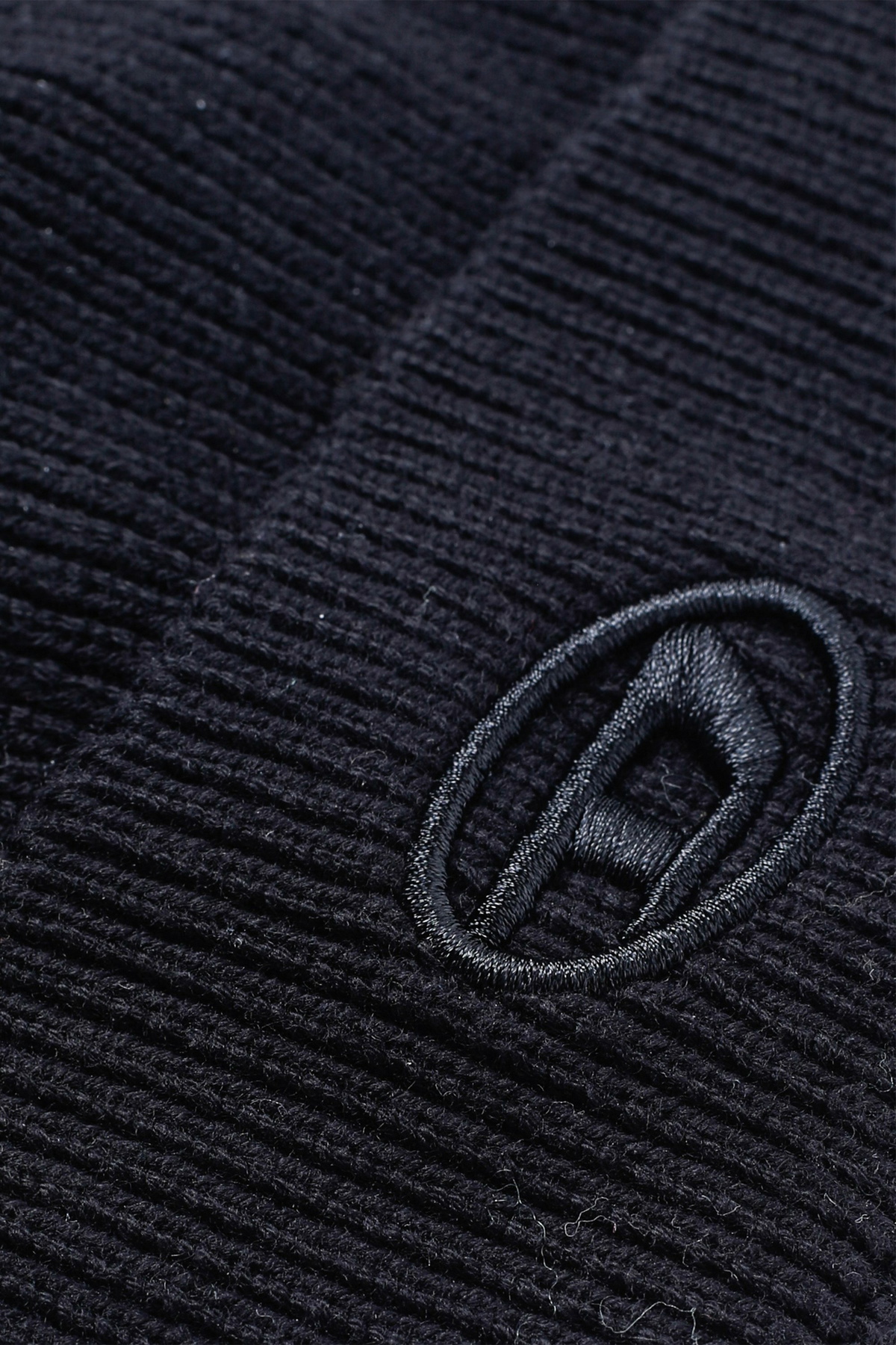 Diesel Ribbed beanie with D embroidery - Knit caps - Unisex - Black