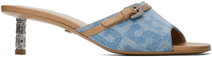 Photo: GCDS Blue & Beige Monogram Logo Chain Heeled Sandals