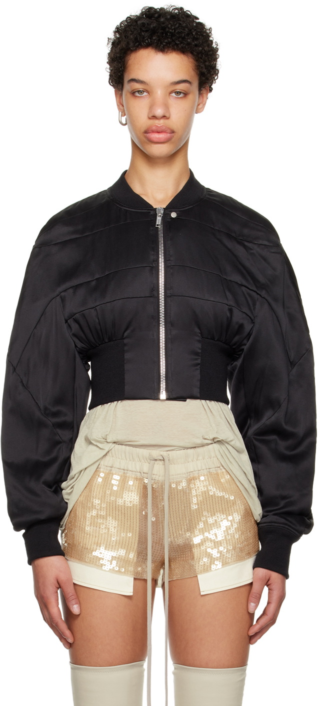 Rick Owens Black Girdered Bomber Jacket Rick Owens