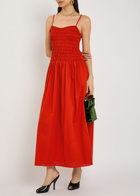 Faithfull The Brand Araceli Smocked Cotton Maxi Dress Red