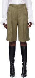 MSGM Khaki Pinstripe Shorts