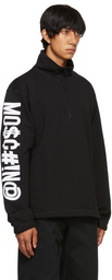 Moschino Black Symbols Logo Half-Zip Sweatshirt