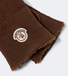 Moncler Shearling-lined suede gloves