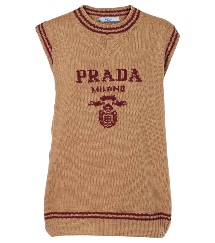 Photo: Prada Logo wool and cashmere sweater vest