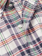 Drake's - Button-Down Collar Checked Cotton-Madras Shirt - Blue