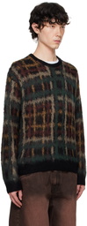 Dime Black Plaid Mohair Knit Sweater