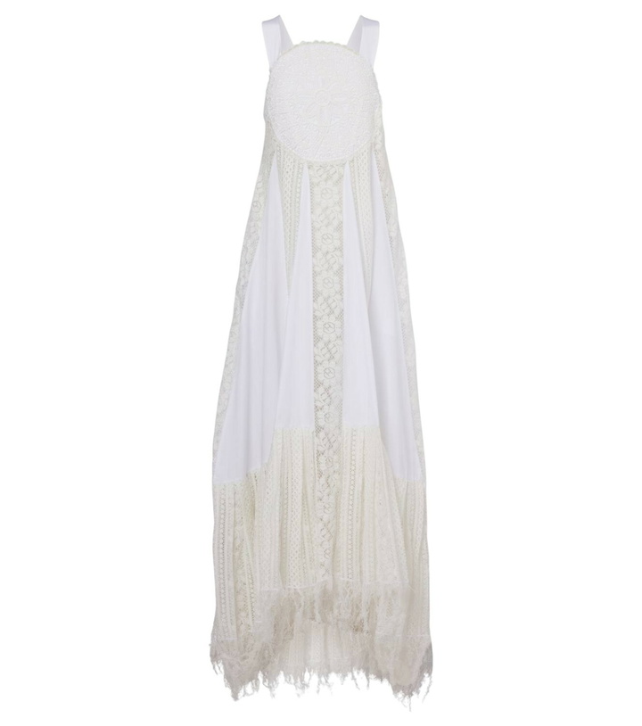 Photo: Loewe Asymmetric lace-trimmed cotton maxi dress