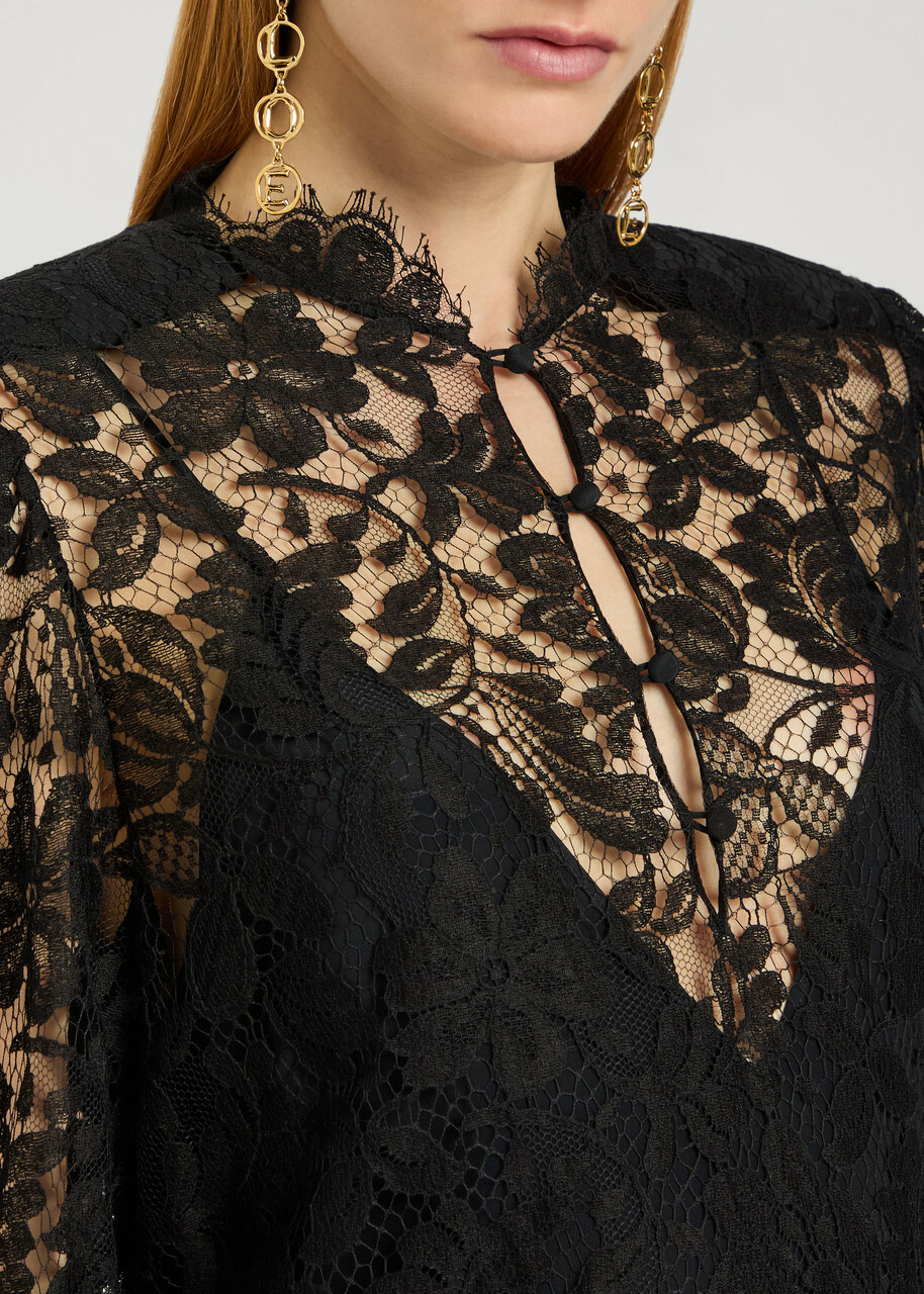 Chloe Floral-lace Mini Dress Black