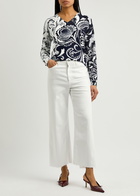 High Notion Floral-intarsia Knitted Jumper Navy
