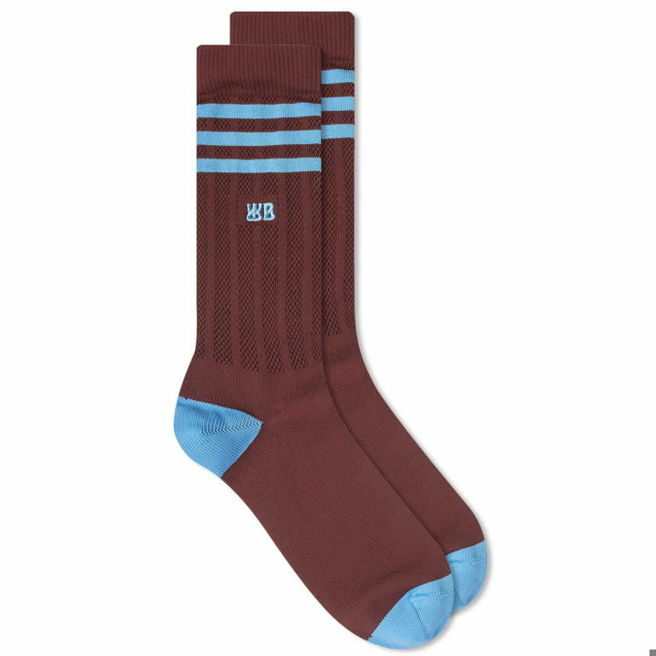 Photo: Adidas Men's x Wales Bonner Sock in Mystery Brown/Lucky Blue
