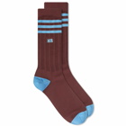 Adidas Men's x Wales Bonner Sock in Mystery Brown/Lucky Blue
