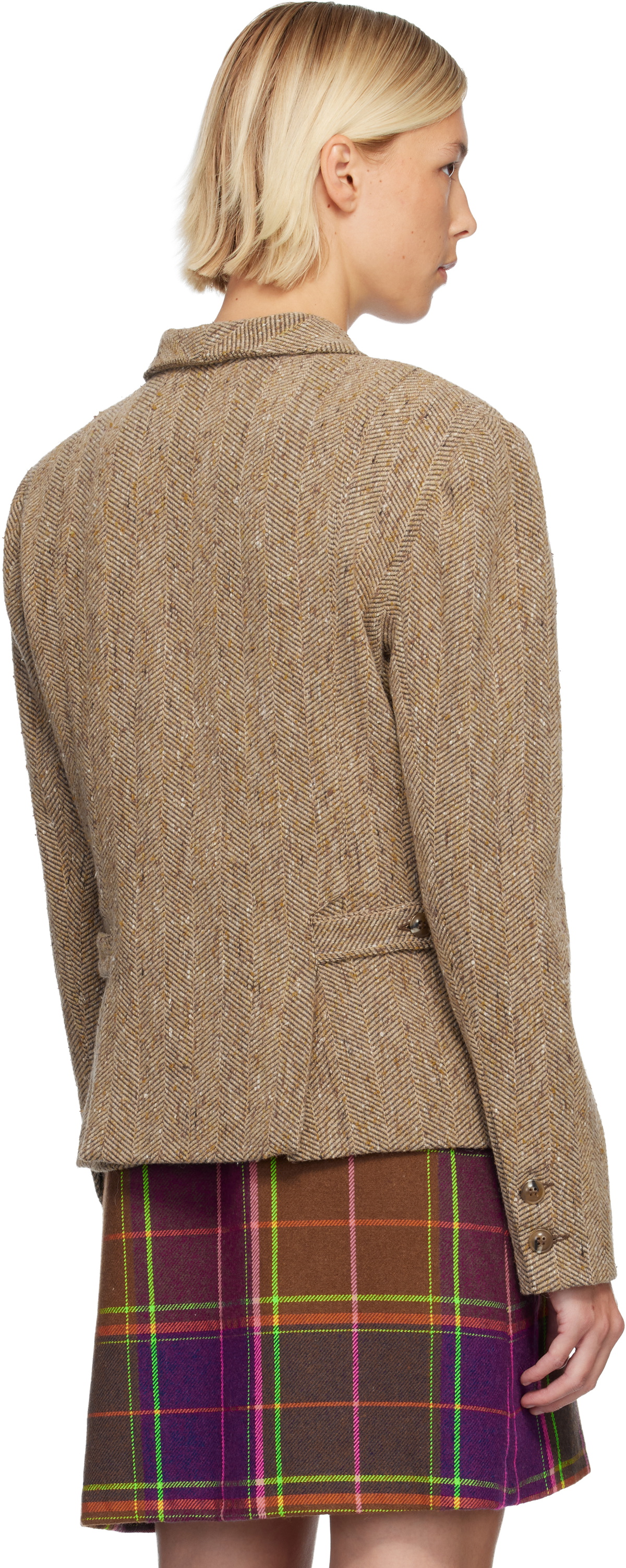 Anna Sui Beige Herringbone Blazer
