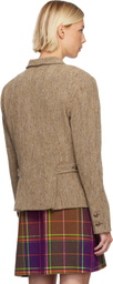 Anna Sui Beige Herringbone Blazer