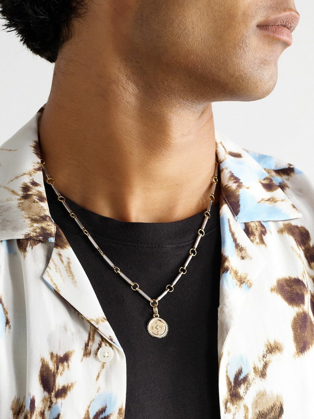 Photo: Foundrae - Element Internal Compass Rhodium-Plated 18-Karat White and Yellow Gold Diamond Pendant Necklace