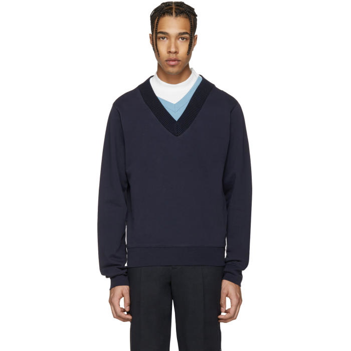 Photo: Maison Margiela Navy Layered Collar Pullover