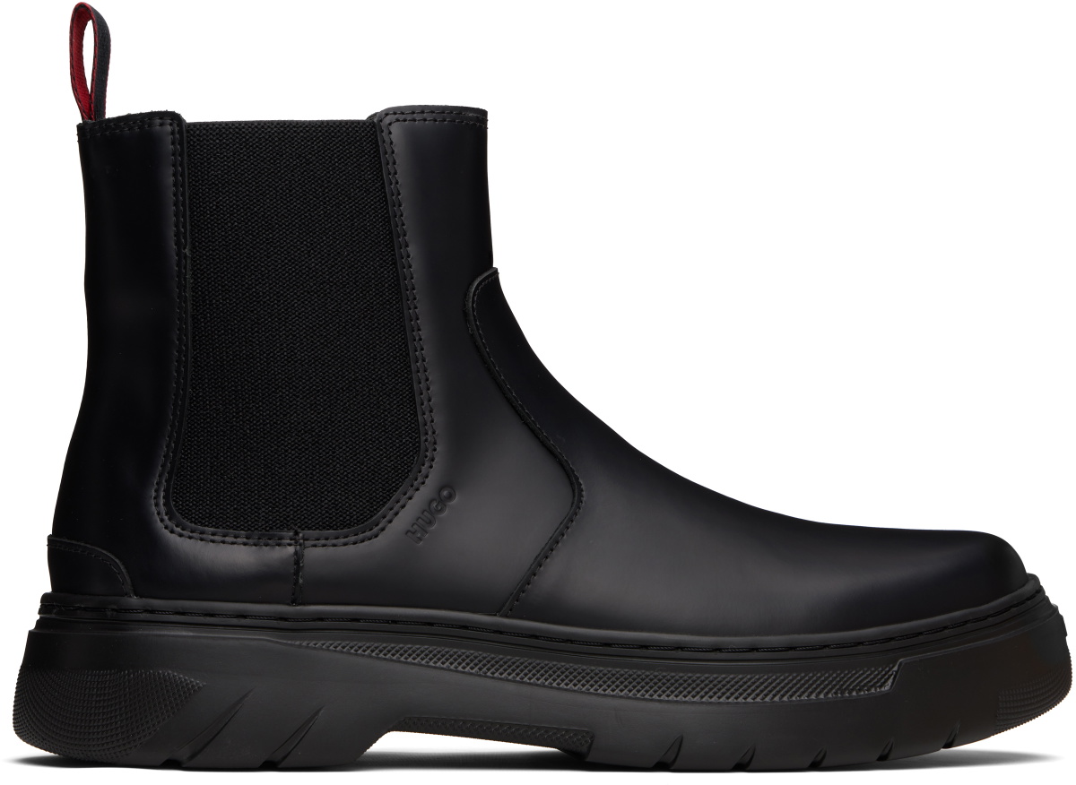 Hugo Black Leather Chelsea Boots Hugo Boss