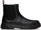 Hugo Black Embossed-Logo Chelsea Boots