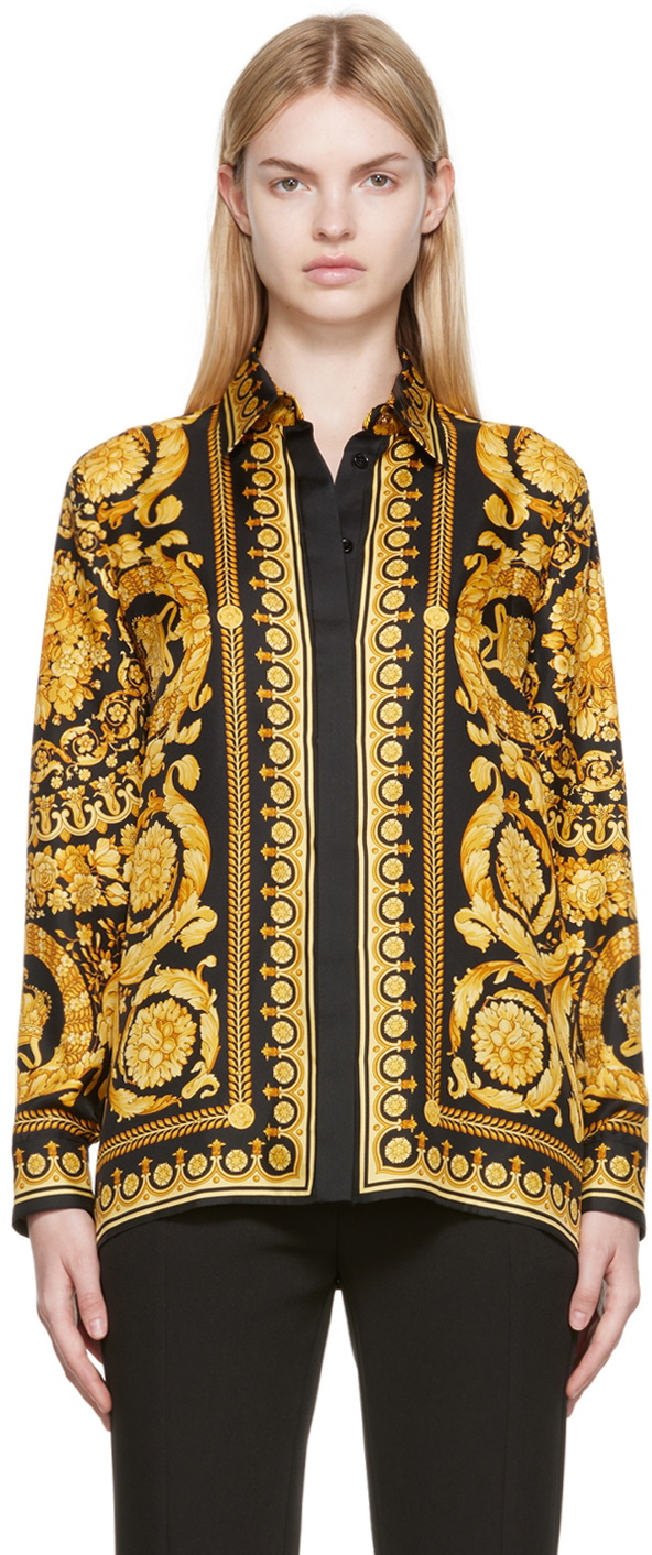 Versace Black & Gold Silk Shirt Versace