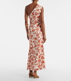 SIR Chloe one-shoulder floral linen-blend midi dress