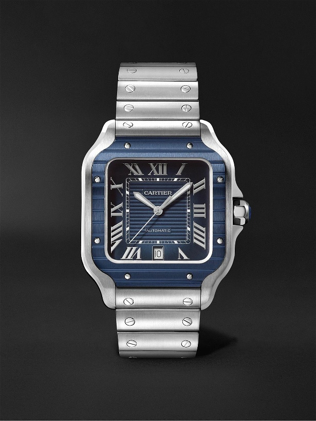 Photo: Cartier - Santos de Cartier Automatic 39.8mm Stainless Steel and PVD-Coated Watch, Ref. No. CRWSSA0048