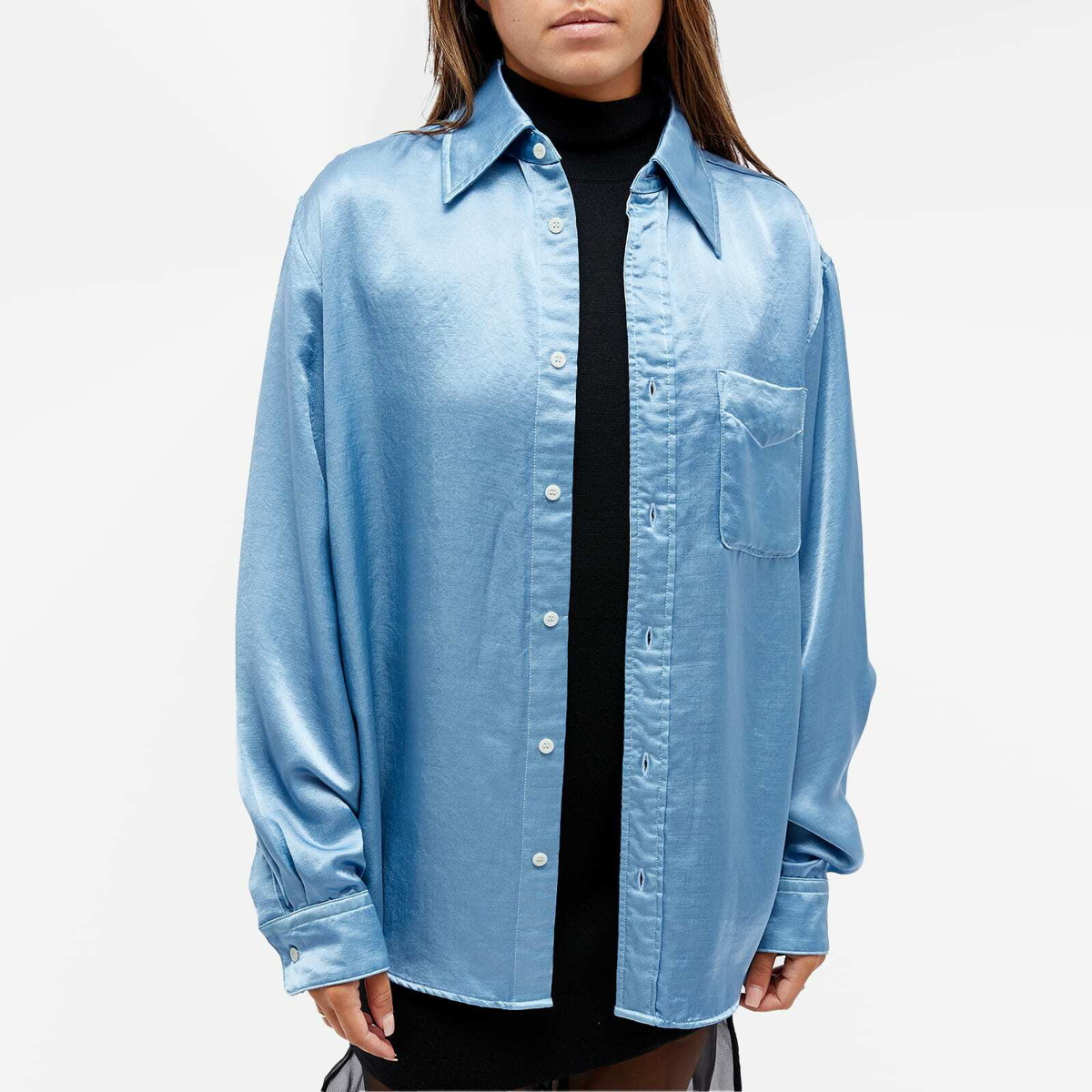 TOGA Women's Satin Shirt in Light Blue Toga Pulla