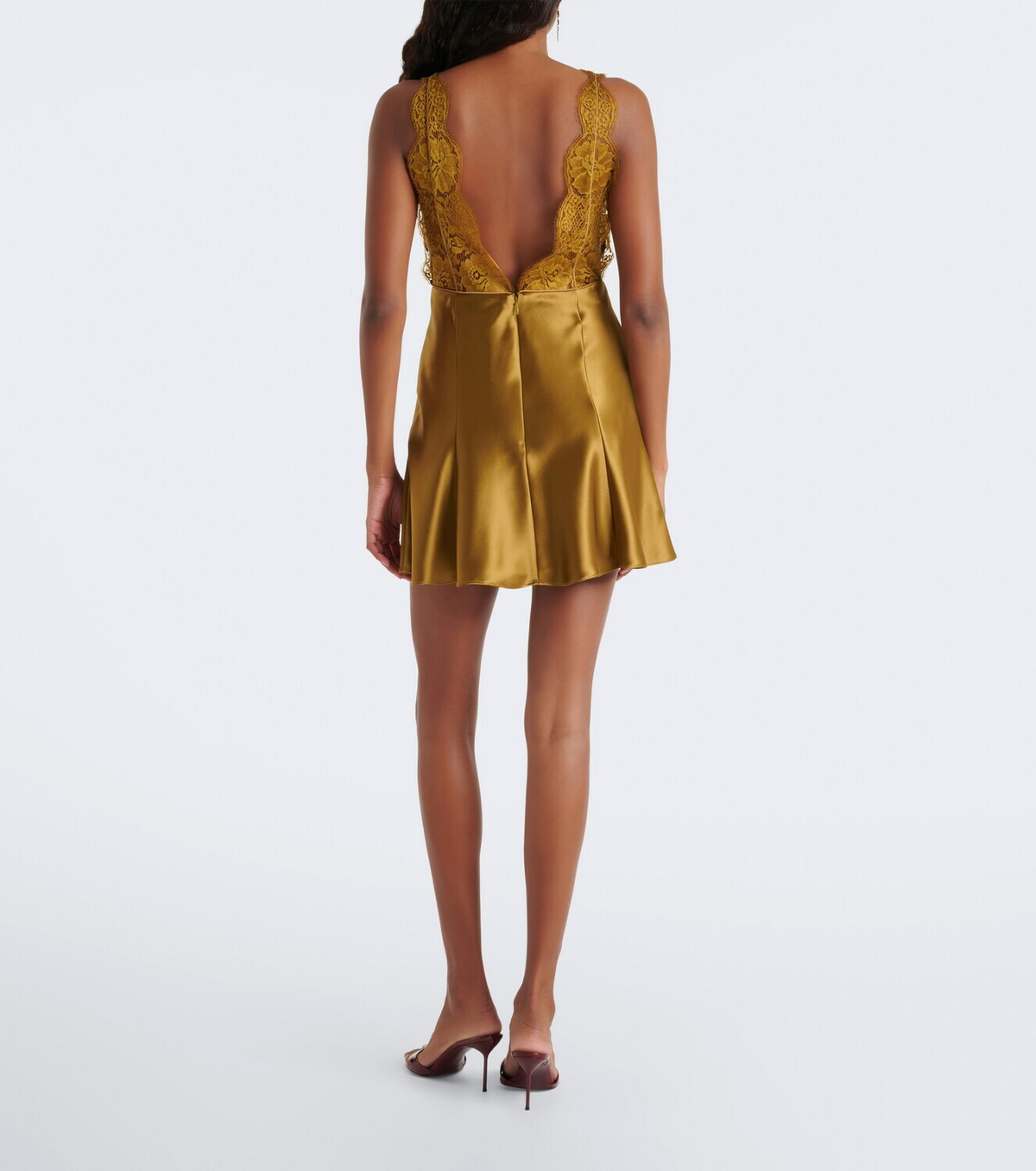 Retrofête Bonny lace-trimmed satin minidress