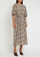 Weekend Max Mara Varese Floral-print Silk Midi Dress Brown
