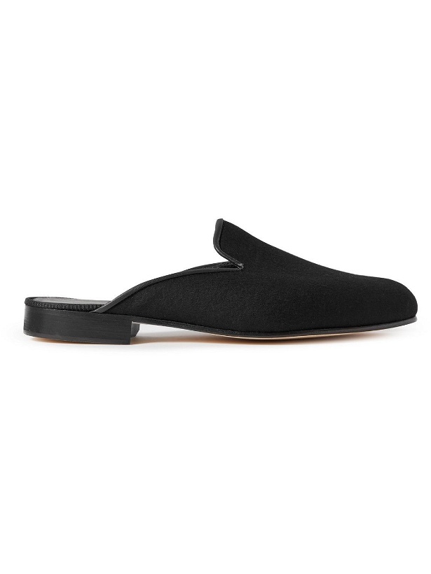 Photo: George Cleverley - Leather-Trimmed Cashmere Backless Loafers - Black