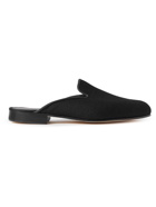 George Cleverley - Leather-Trimmed Cashmere Backless Loafers - Black