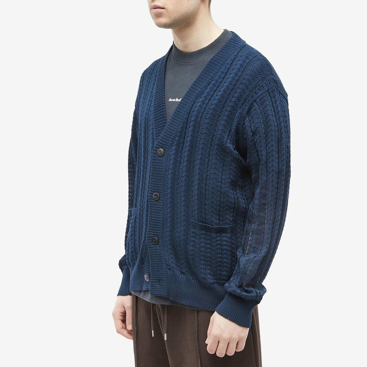 Corridor Men's Scallop Lace Cardigan in Navy Corridor