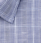 Hugo Boss - Navy Slim-Fit Prince of Wales Checked Cotton and Linen-Blend Shirt - Blue