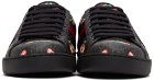 Gucci Black GG Bee Print Ace Sneakers