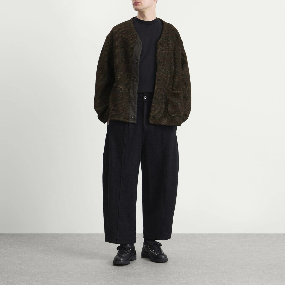 Engineered Garments Men's Nep Knit Cardigan in Brown Engineered