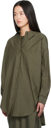 Silk Laundry Green Cotton Silk Round Shirt