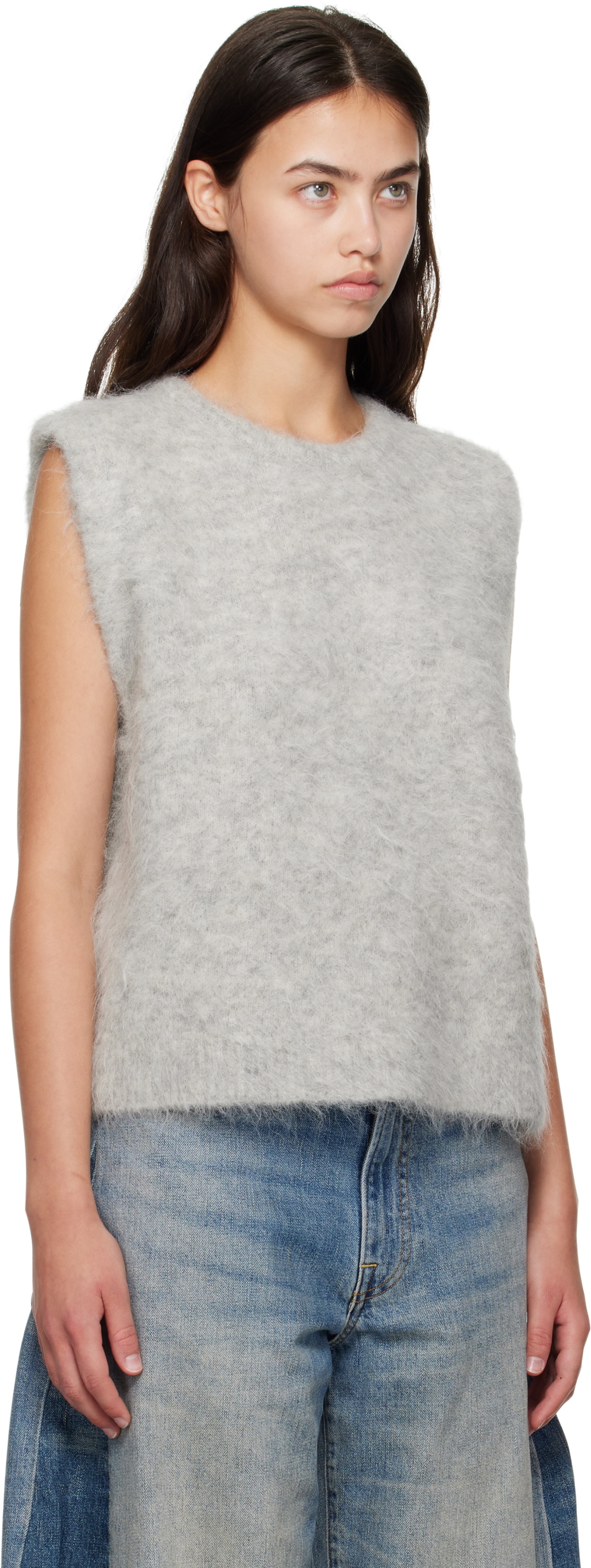 R13 Gray Deep Armhole Vest