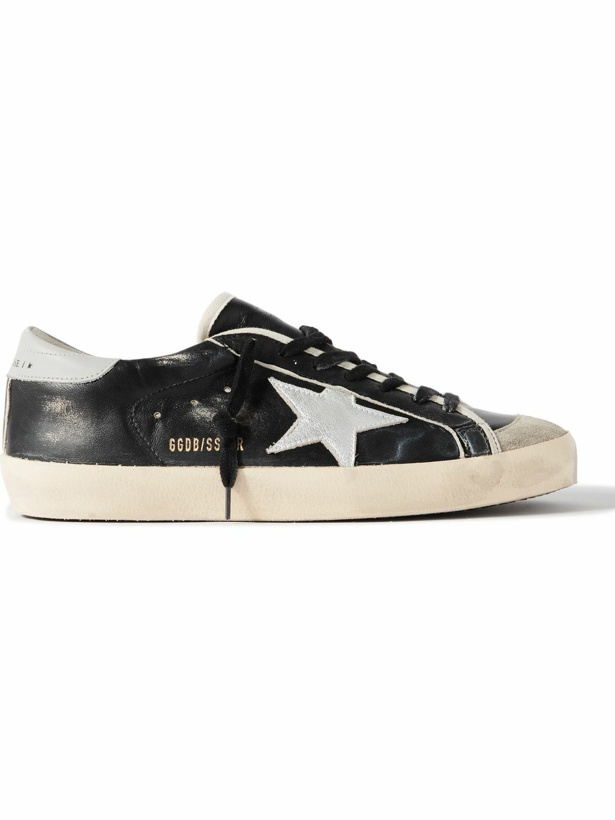 Photo: Golden Goose - Super-Star Distressed Suede-Trimmed Leather Sneakers - Black