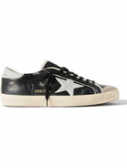 Golden Goose - Super-Star Distressed Suede-Trimmed Leather Sneakers - Black