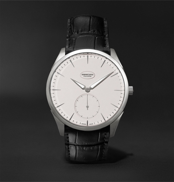 Photo: Parmigiani Fleurier - Tonda 1950 Automatic 40mm Stainless Steel and Alligator Watch - Gray