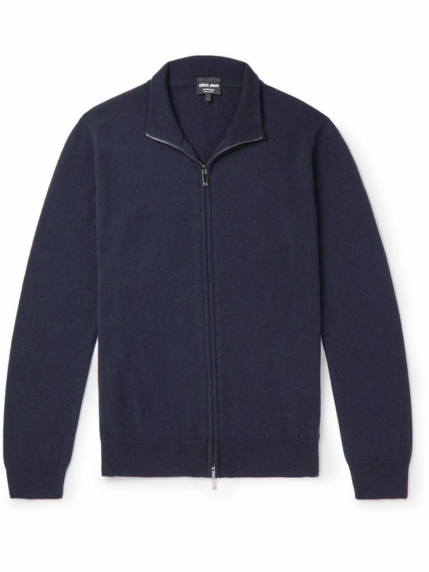 Photo: Giorgio Armani - Cashmere Zip-Up Cardigan - Blue