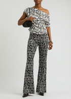 Diane Von Furstenberg Percy Printed Jersey top Black And White