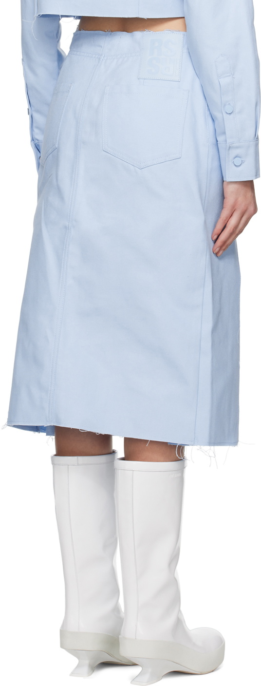Raf Simons Blue Paneled Midi Skirt