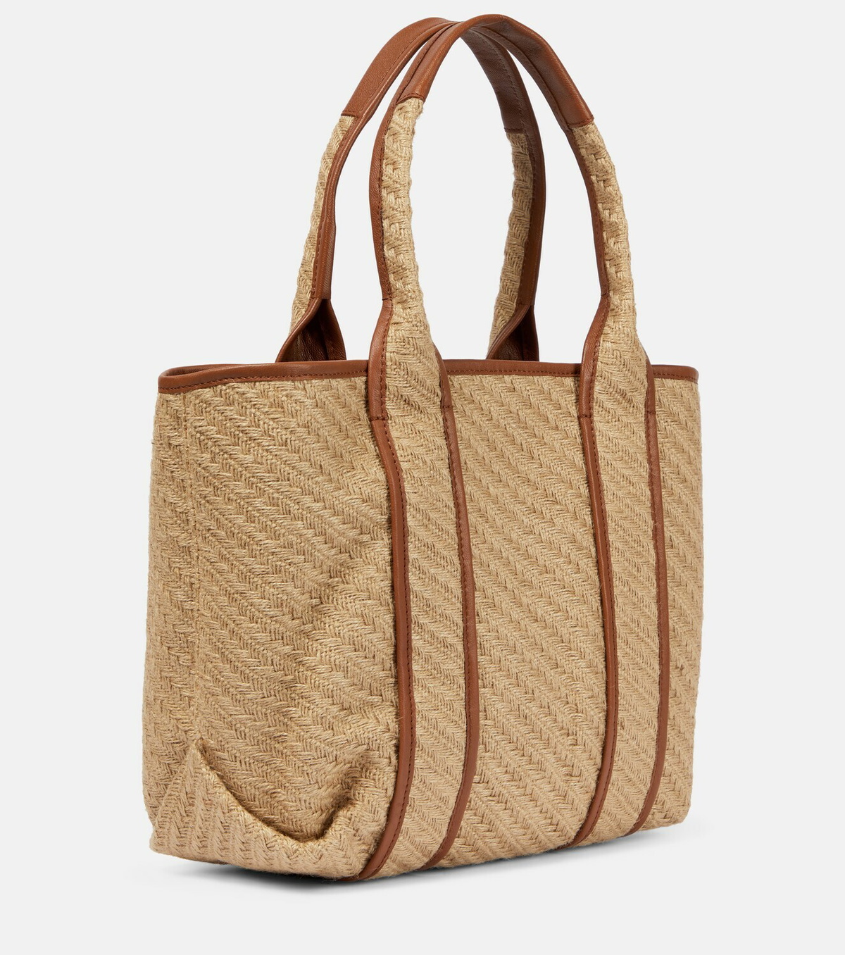 See By Chloe - Leather-trimmed jute tote bag