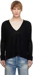 Fax Copy Express Black Double-Sided V Neckline Reversible Sweater