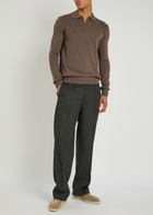 Aurélien Ribbed-knit Wool Polo Shirt Taupe