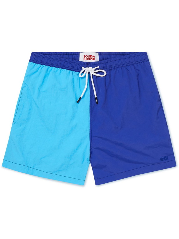 Photo: Solid & Striped - The Classic Straight-Leg Mid-Length Colour-Block Swim Shorts - Blue