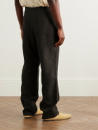 Stòffa - Straight-Leg Pleated Linen Drawstring Trousers - Brown