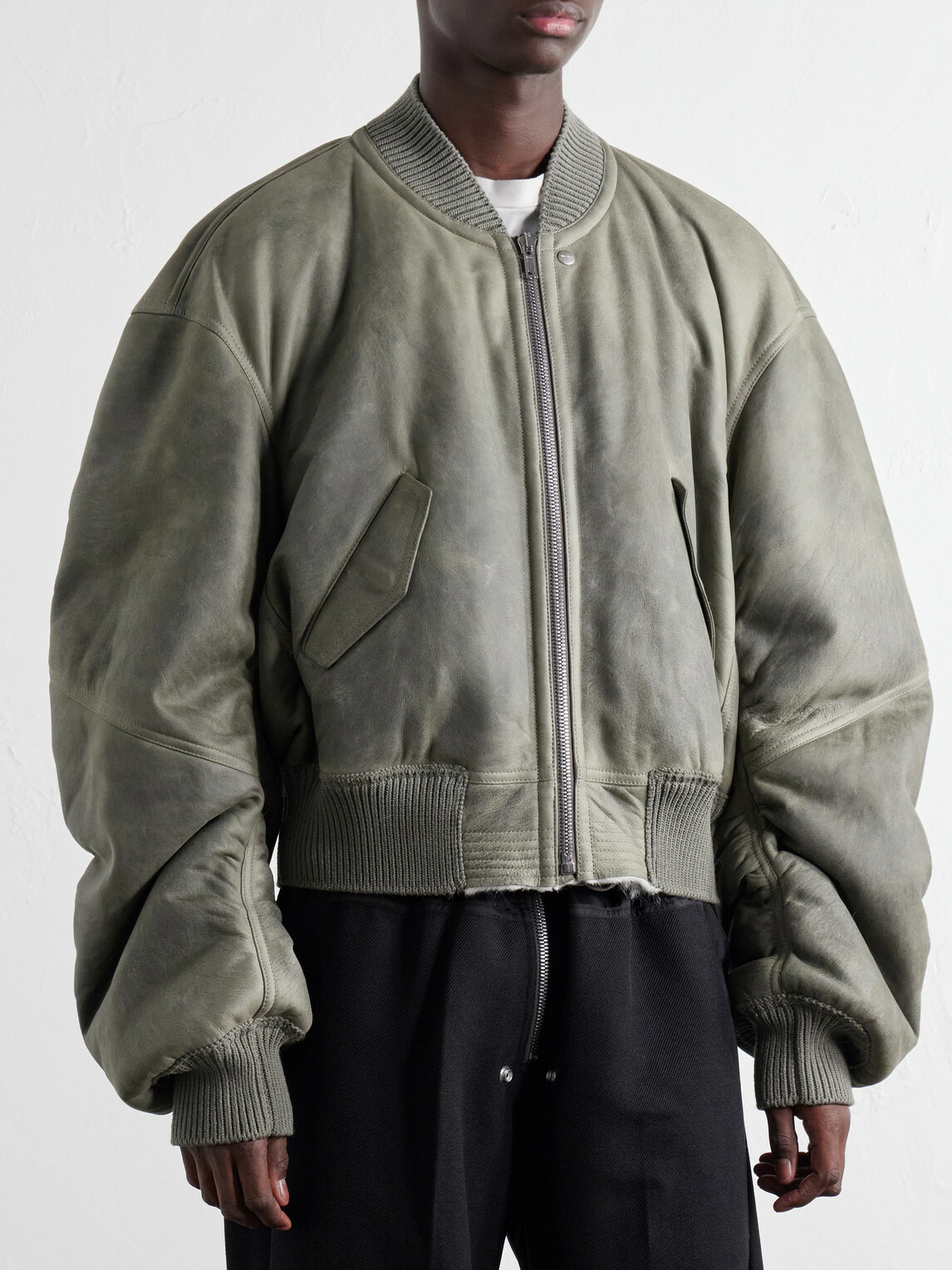 Rick Owens - Secchia Shearling Bomber Jacket - Gray