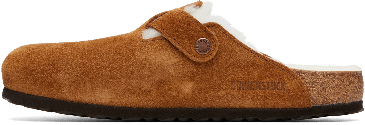 Birkenstock Tan Regular Boston Shearling Loafers