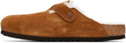 Birkenstock Tan Regular Boston Shearling Loafers