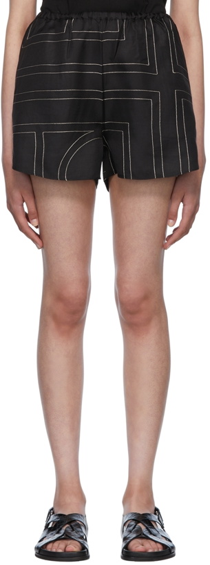 Photo: Totême Black Embroidered Pyjama Shorts